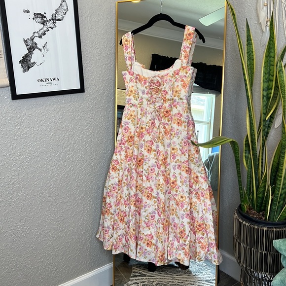 HOUSE OF CB 'Saira' Ivory Floral Midi Sundress NWOT - Picture 7 of 9